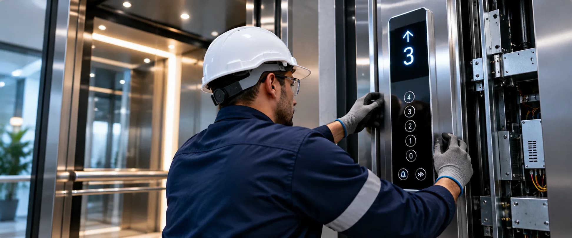 Painel moderno de elevador após modernização